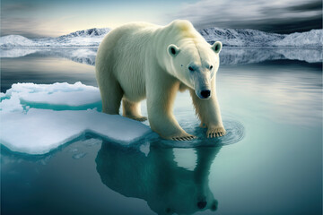 Naklejka na ściany i meble Polar bear in its natural ice habitat