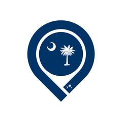 south carolina flag map pin icon. vector illustration isolated on white background