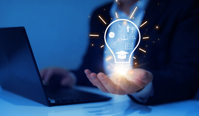 Knowledge to creative thinking idea of studying. Education internet Technology.