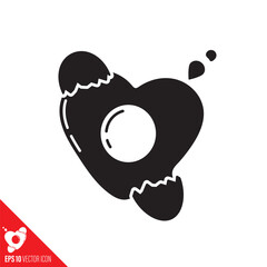 Heart shaped smashed egg vector glyph icon