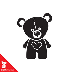 Teddy bear vector glyph icon
