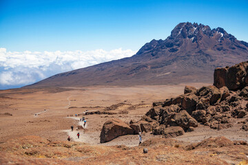 A view of Mawenzi peak from base camp of Mount Kilimanjaro, Tanzania.