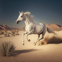Obraz na płótnie Canvas white horse in the desert