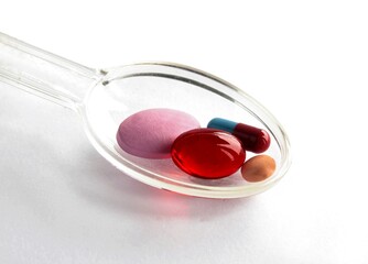 various multicolor pills and capsules as medicine for health