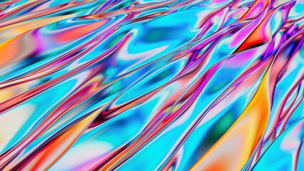 Abstract colorful saturated background. Rainbow reflection.