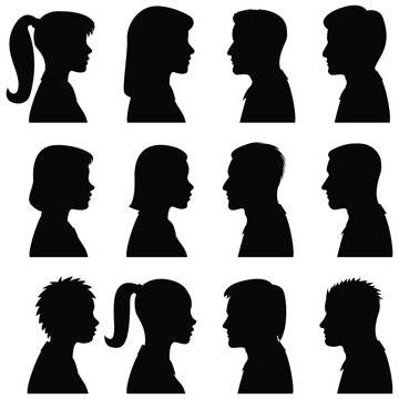 male female silhouette set human profile icon set illustration