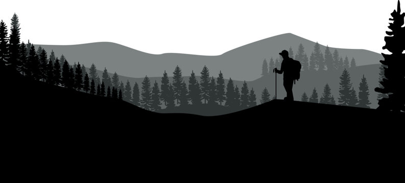 nature banner with silhouettes nature traveler