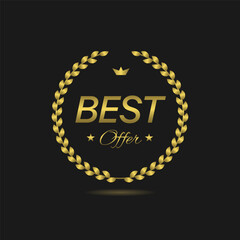 Best offer golden laurel wreath vector label