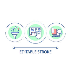 Personal information online loop concept icon. Digital employee case. Data filtration abstract idea thin line illustration. Isolated outline drawing. Editable stroke. Arial font used