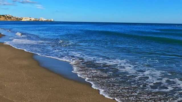 Panning Shot Of Empty Spanish Beach