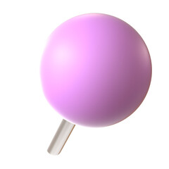 3d render push pin ball shape purple color