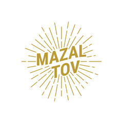 Golden Mazal Tov text on a white background. Translation: Congratulations.
Vector illustration.