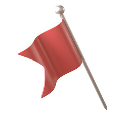 red flag 3d push pin rendering for memo and label