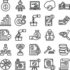 Finance Marketing icons set, Finance Marketing icons pack, Finance Marketing vector icons set, web and SEO icons set, digital marketing icons set, business icons set, finance marketing line icons set 