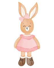 Obraz premium Watercolor cute bunny cartoon character