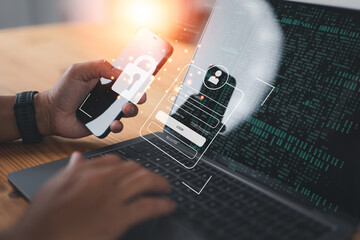 Data Security System Shield Protection Verification. Login user name and password