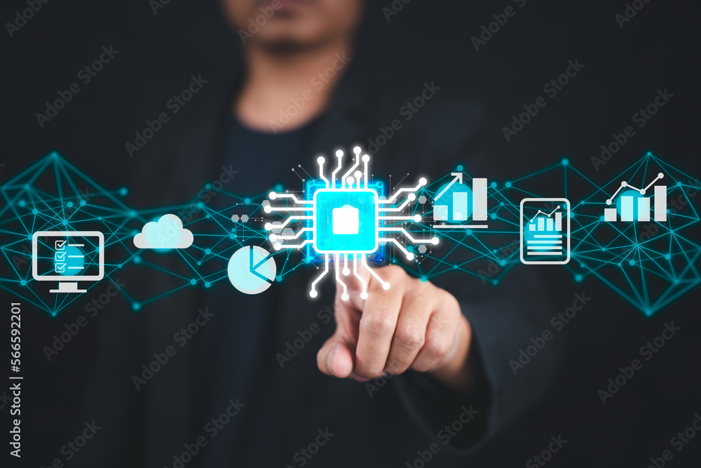 Poster digital transformation, change management, iot, new technology, big data, and business process strat
