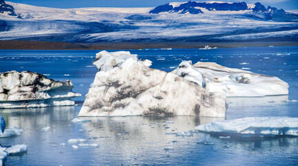 Icebergs in the Jokulsarlon Lagoon, Southern Iceland in summer season