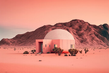 3d render of a building on mars planet, concept image for mars colonization and space travel, generative ai