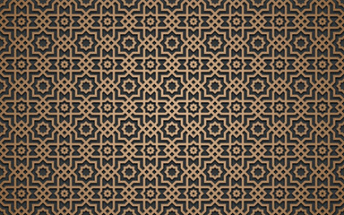 Seamless 3d Ramadan Islamic pattern in Arabian style Vector illustration