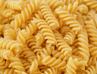 Boiled gluten free fusilli pasta made of corn and rice