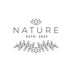 Vector hand drawn logo template in elegant and minimal style Branch with a text sample. For business branding and identity.