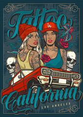 Tattoo California girls colorful poster
