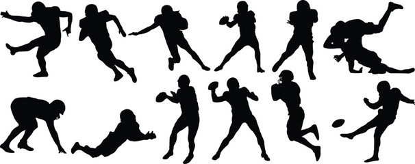 American Football Players Silhouettes. Vector american football players