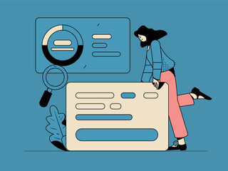 Business people working in flat vector concept operation hand drawn illustration
