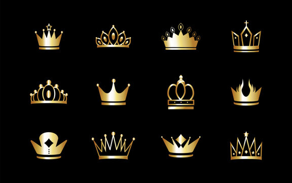 Golden Crown Icon Set