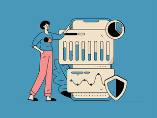 Business people working in flat vector concept operation hand drawn illustration
