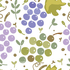 Fototapeta na wymiar Grapes seamless pattern. Hand drawn grapes .Funky wrapping paper, hand drawn background, textile print, wallpaper, packaging, stationary, scrapbooking, etc. 
