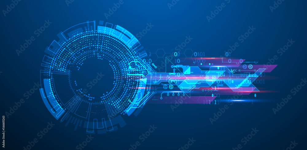 Aufkleber Abstract technology concept. Circuit board, high computer background. Vector illustration with space for content, web - template, business tech presentation.