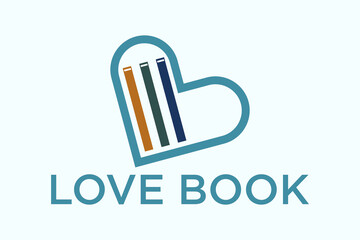 Book Logo Education Symbol Geometric Linear Rounded Style Heart
