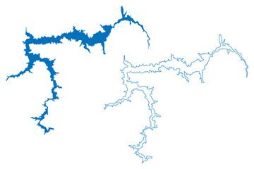 Lake El Cajon Dam (Republic of Honduras, central america) map vector illustration, scribble sketch El Cajón or Central Hidroeléctrica Francisco Morazán reservoir map