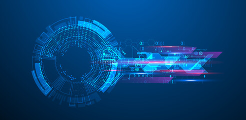 Obraz premium Abstract technology concept. Circuit board, high computer background. Vector illustration with space for content, web - template, business tech presentation.