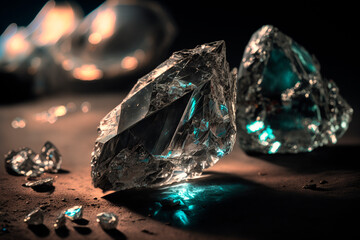 Uncut rough diamonds close up. Ai generative - obrazy, fototapety, plakaty