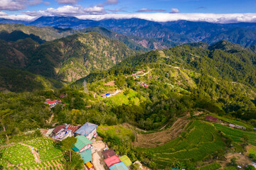 Beautiful aerial of the cordillera mountains in Atok, Benguet, Philippines.