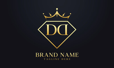 Diamond crown vector. Luxury queen logo for jewelry vector with letters