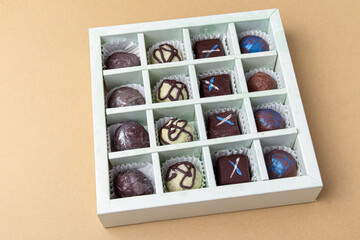 Sweet gift. Chocolate candies. Set of 16 candies