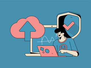 Business people working in flat vector concept operation hand drawn illustration
