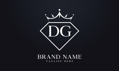 Diamond crown vector. Luxury queen logo for jewelry vector with letters