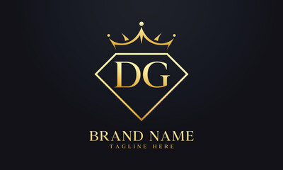 Diamond crown vector. Luxury queen logo for jewelry vector with letters