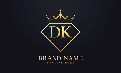 Diamond crown vector. Luxury queen logo for jewelry vector with letters