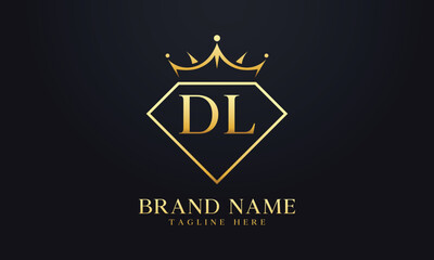 Diamond crown vector. Luxury queen logo for jewelry vector with letters