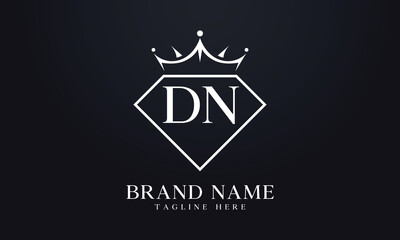 Diamond crown vector. Luxury queen logo for jewelry vector with letters