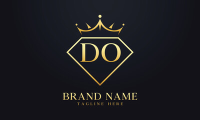 Diamond crown vector. Luxury queen logo for jewelry vector with letters