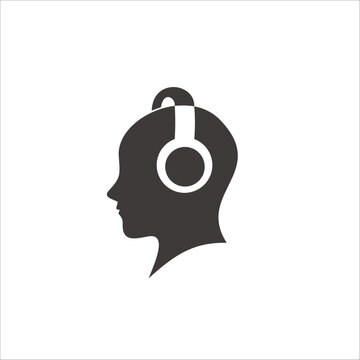 recommend clip art: Head and headphone negative space logo