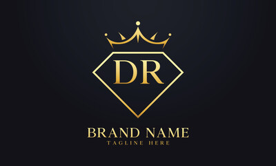 Diamond crown vector. Luxury queen logo for jewelry vector with letters