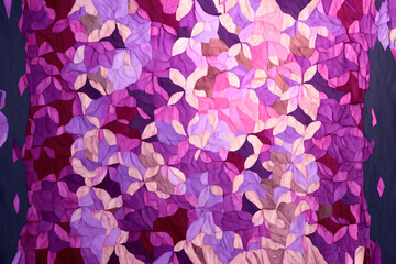 Fototapeta na wymiar a painting of purple and pink leaves on a purple background with a black border in the middle of the picture is a purple rectangle. generative ai